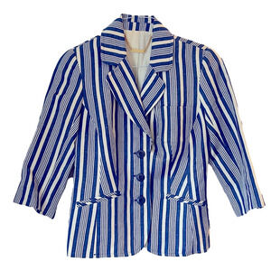 Women's Trina Turk Blue & White Striped Blazer Size 2
